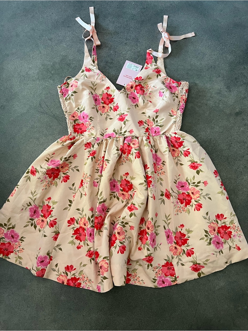 Old Navy Peach Floral Tie-Shoulder Mini Dress
